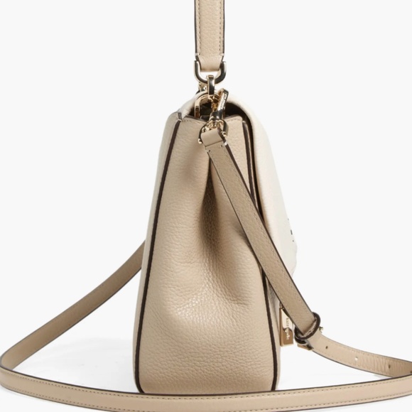 Kate Spade Leila Colorblock Pebbled Leather Flap Shoulder Bag, Light Sand NWT - Picture 5 of 9
